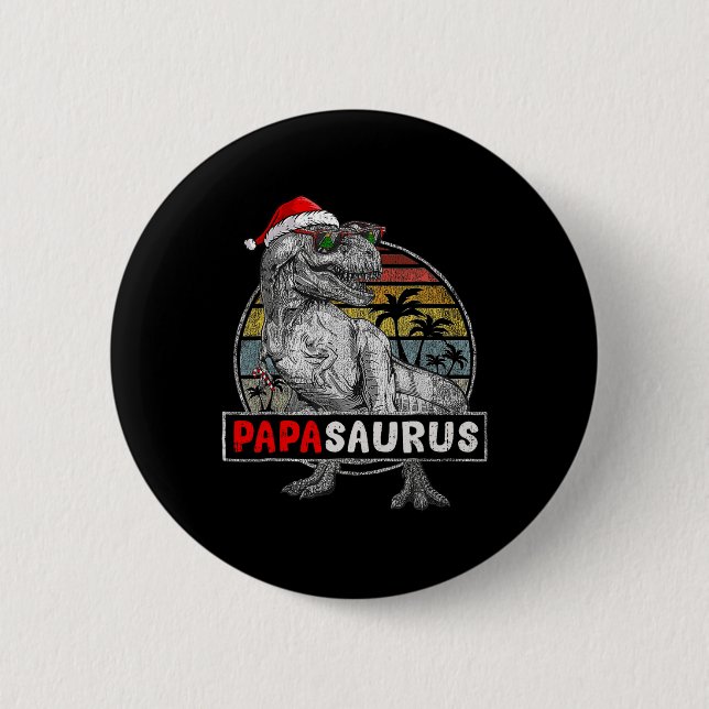Papa Saurus T Rex Dinosaur Jul Familj Matchande Knapp (Framsida)
