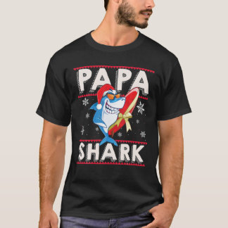 Papa Shark Santa Christmas Family Matching Pajamas T Shirt