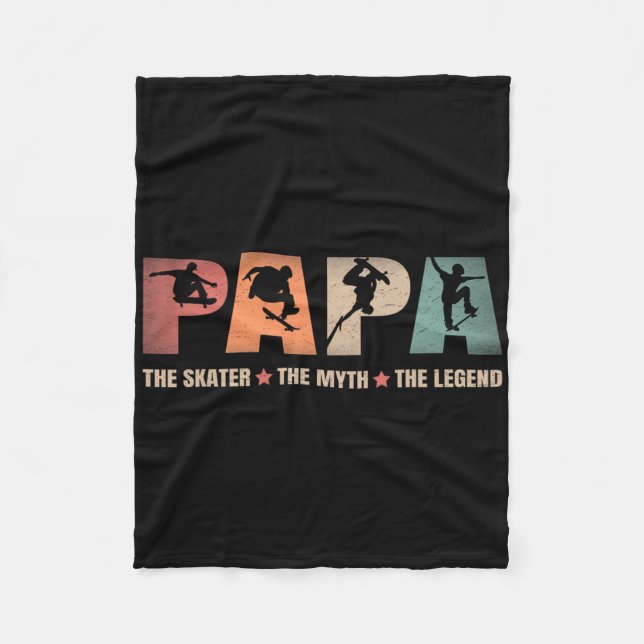 Papa Skater Myth Legend Skateboard Skateboarding D Fleecefilt (Framsidan)