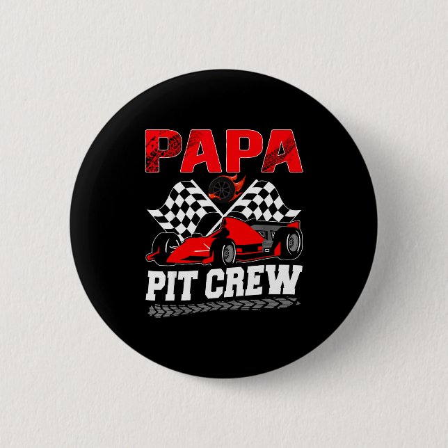 Papa T Crew Racing Family Race Car Birthday Boy  Knapp (Framsida)