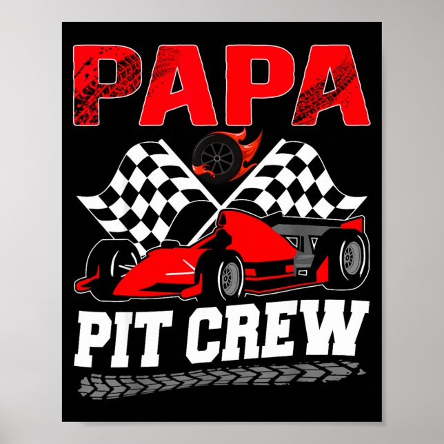 Papa T Crew Racing Family Race Car Birthday Boy  Poster (Framsidan)