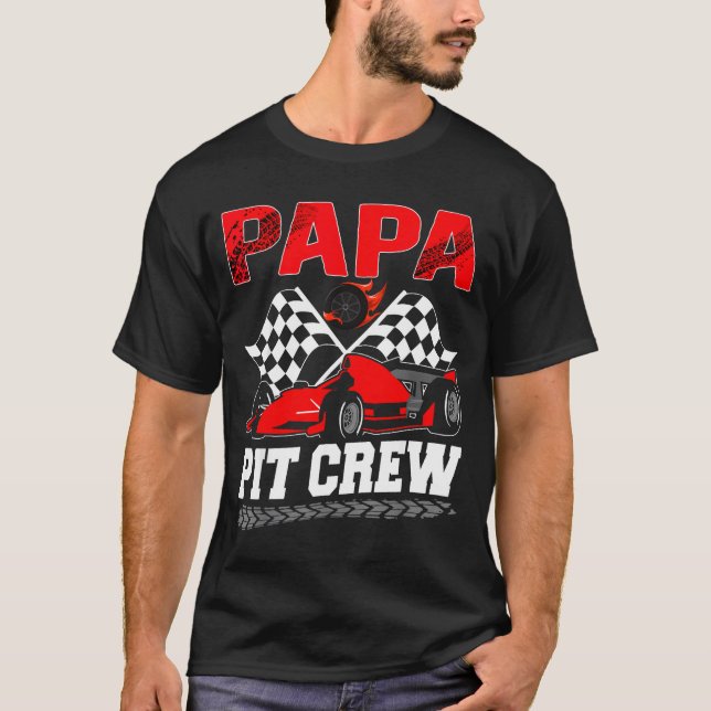 Papa T Crew Racing Family Race Car Birthday Boy  T Shirt (Framsida)