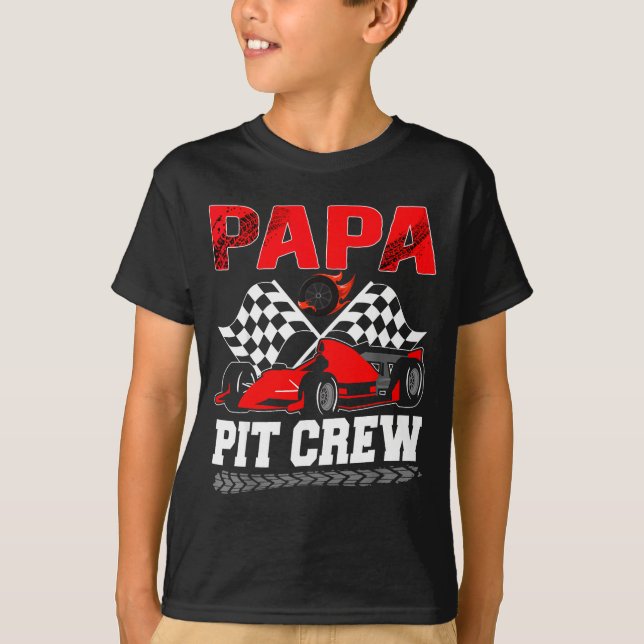 Papa T Crew Racing Family Race Car Birthday Boy  T Shirt (Framsida)