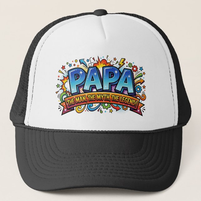 Papa The Man The Myth The Legend Funny Comic Retro Keps (Framsida)