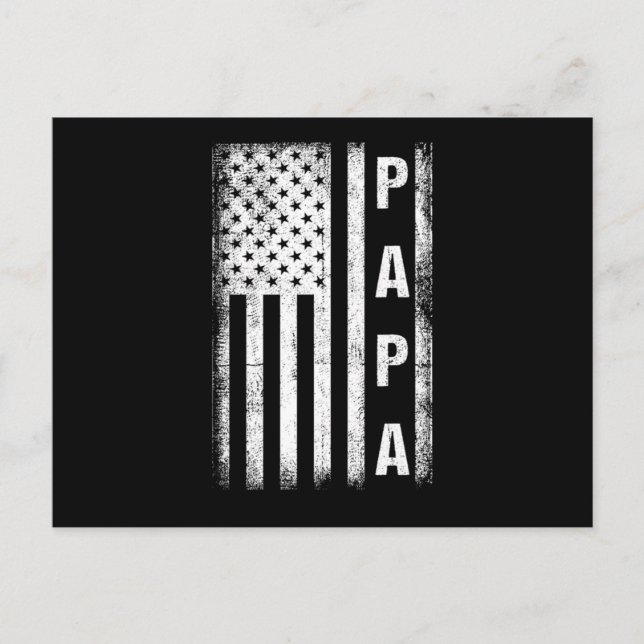 Papa USA Flag Father Dad Daddy Fathers Day Family  Vykort (Framsida)