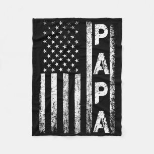 Papa Vintage Amerikansk Flagga Fars Dag 4:e Juli Fleecefilt