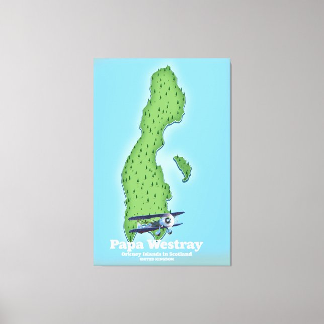 Papa Westray Skottland karta. Canvastryck (Framsida)