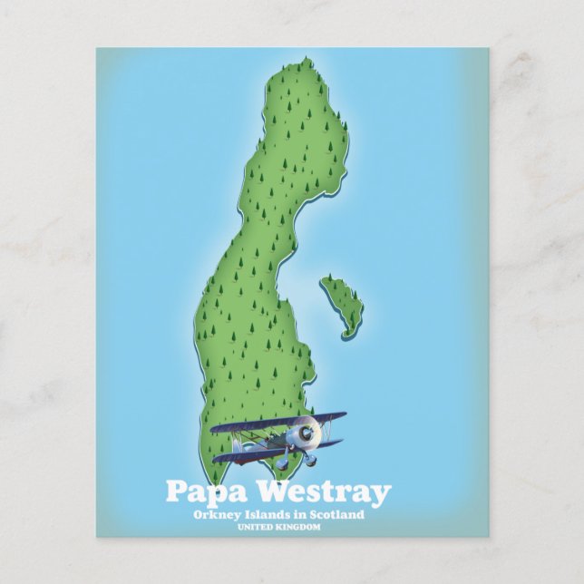 Papa Westray Skottland karta. Flygblad (Framsidan)
