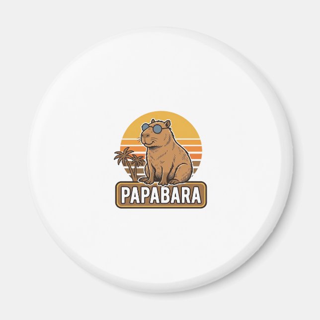 PAPABARA Retro Capybara Pappa Vektor Design_1 Magnet (Framsidan)