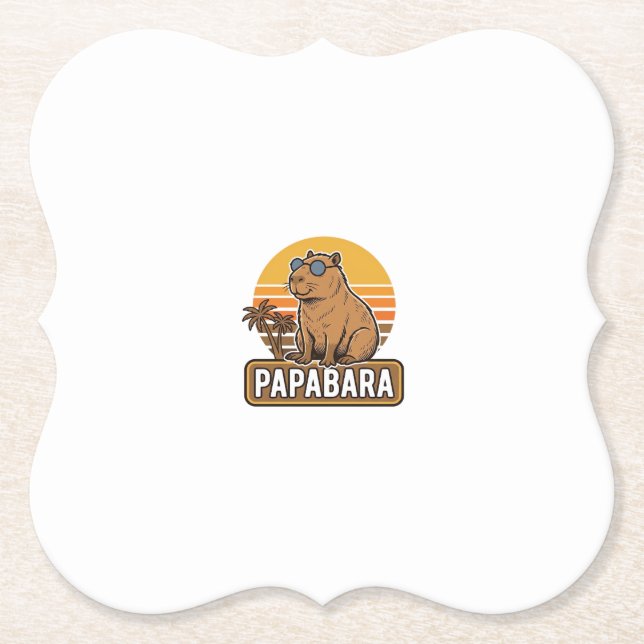 PAPABARA Retro Capybara Pappa Vektor Design_1 Underlägg Papper (Framsida)