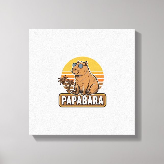 PAPABARA Retro Capybara Pappa Vektordesign_1 Canvastryck (Framsida)