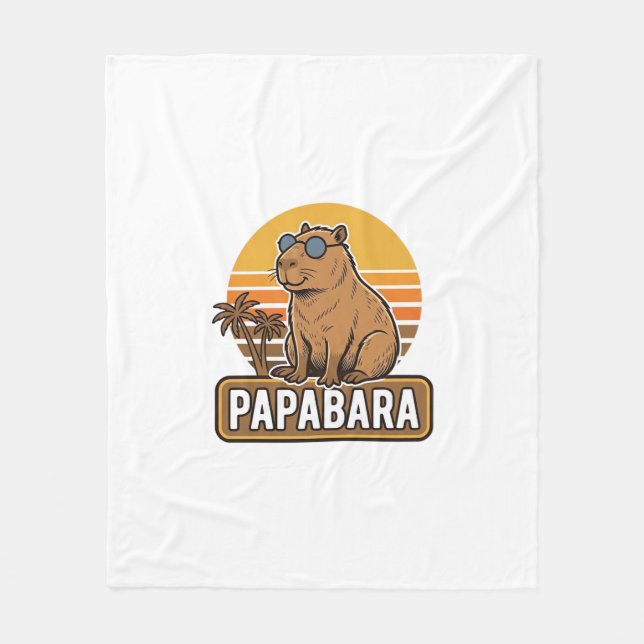 PAPABARA Retro Capybara Pappa Vektordesign_1 Fleecefilt (Framsidan)