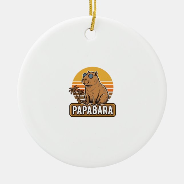 PAPABARA Retro Capybara Pappa Vektordesign_1 Julgransprydnad Keramik (Framsidan)