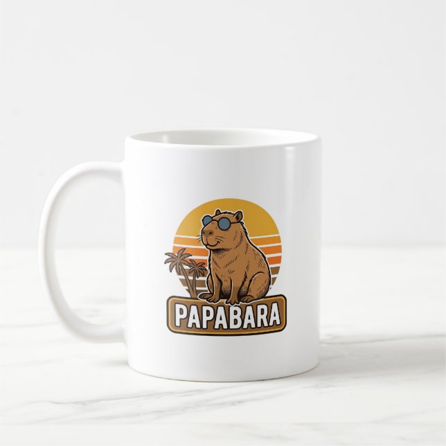 PAPABARA Retro Capybara Pappa Vektordesign_1 Kaffemugg (Vänster)