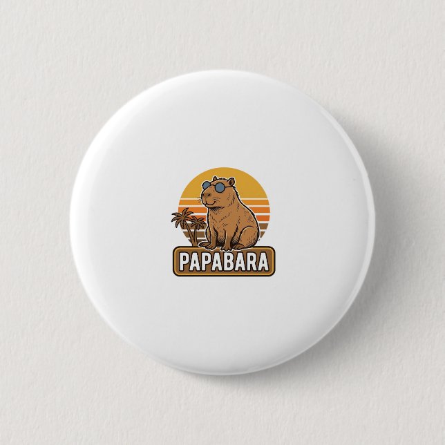 PAPABARA Retro Capybara Pappa Vektordesign_1 Knapp (Framsida)