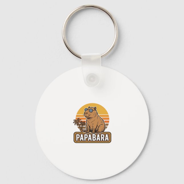 PAPABARA Retro Capybara Pappa Vektordesign_1 Nyckelring (Framsida)