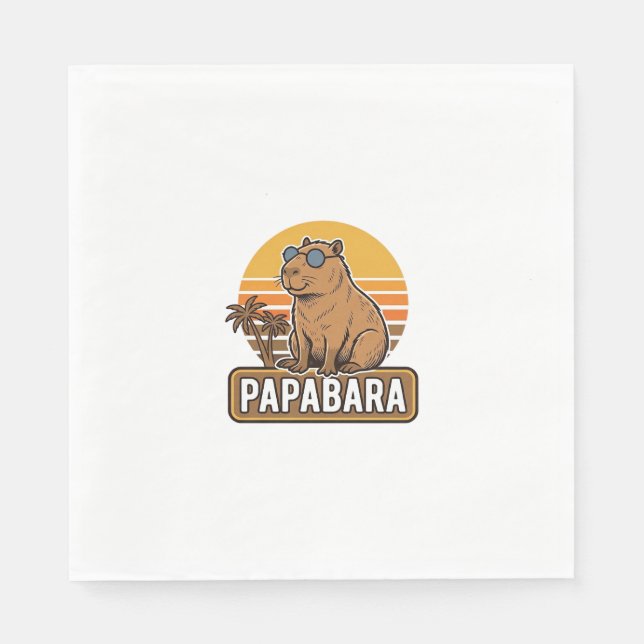 PAPABARA Retro Capybara Pappa Vektordesign_1 Pappersservett (Framsidan)