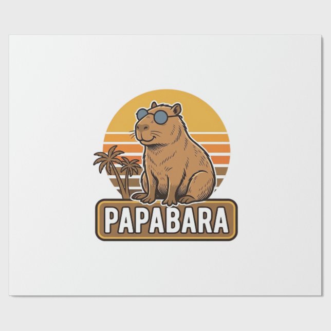 PAPABARA Retro Capybara Pappa Vektordesign_1 Presentpapper (Platt)