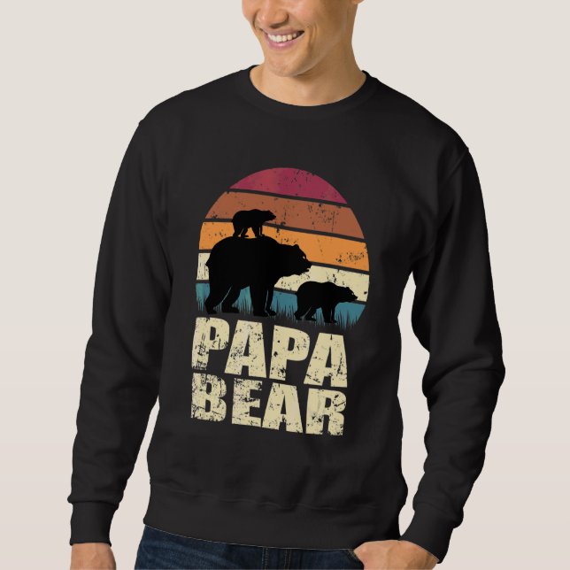 PapabjörGemini Bears Camping Family Pappa Bear Vin Lång Ärmad Tröja (Framsida)
