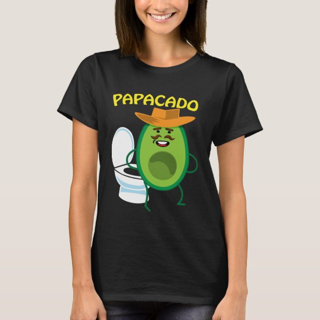 Papacado Naughty Dad Avocado Papa Toilet Relief T Shirt (Framsida)