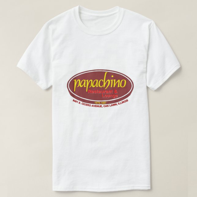 Papachino Restaurant & Lounge, Oak Gräsmatta, IL T Shirt (Design framsida)
