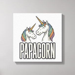 Papacorn Enhörning Pappa Vintage Gravyr T-Shirt De Canvastryck