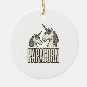 Papacorn Enhörning Pappa Vintage Gravyr T-Shirt De Julgransprydnad Keramik