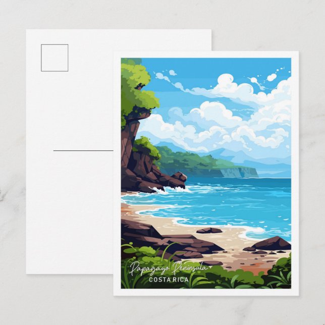 Papagayo Peninsula Costa Rica Travel illustration Vykort (Fram/baksida)