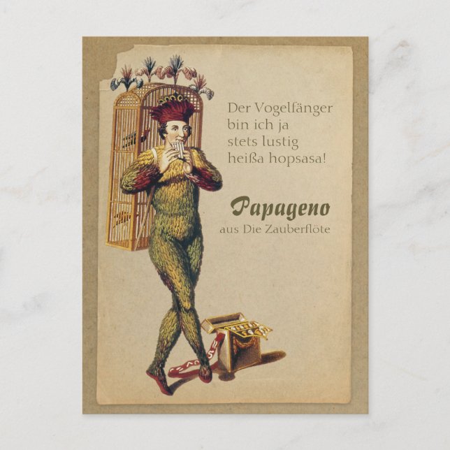 Papageno Zauberflö te Magic flute CC0839 Mozart Vykort (Framsida)