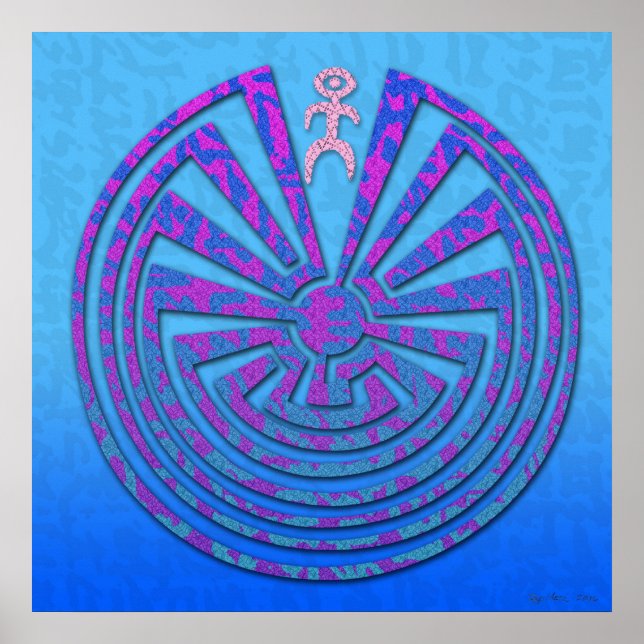 Papago Maze Blue och Lila Poster (Framsidan)