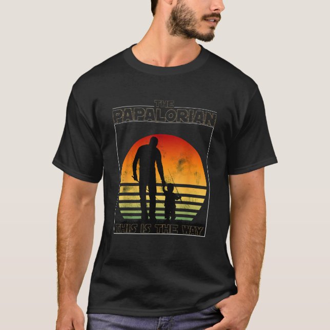 Papalorian Fars dag Pappa och Son Fishing Roligt T Shirt (Framsida)