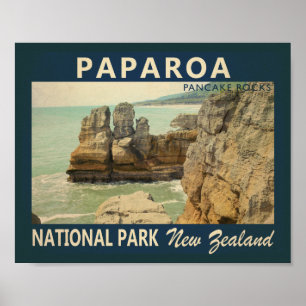 Paparoa National Park New Zealand Vintage Poster