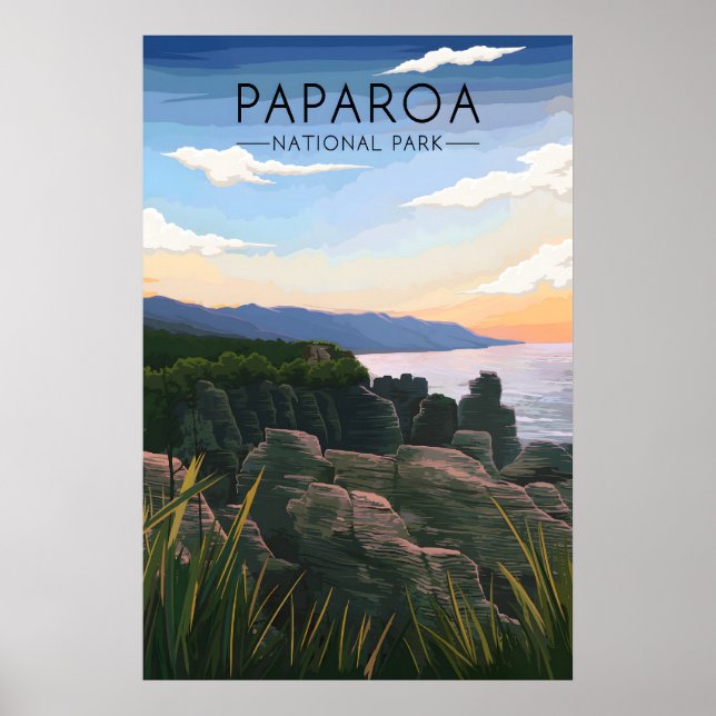 Paparoa nationalpark Nya Zeeland Reseskylt Poster (Framsidan)