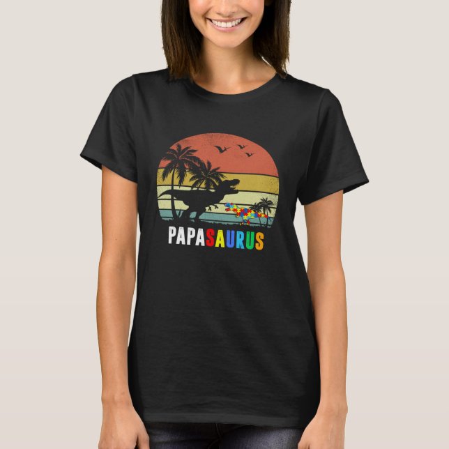Papasaurus Autism Awareness Dad Papa Dinosaur Fath T Shirt (Framsida)