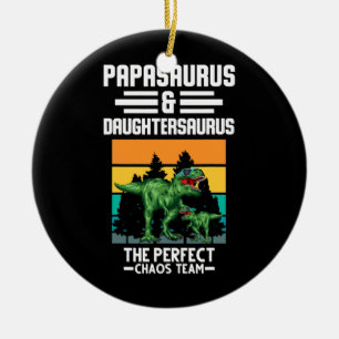 Papasaurus Daughtersaurus chaos team Dinosaur Julgransprydnad Keramik