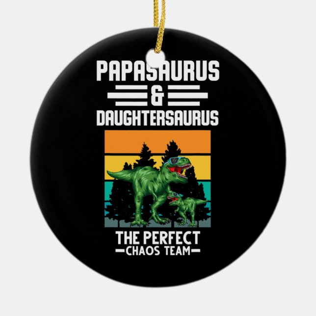 Papasaurus Daughtersaurus chaos team Dinosaur Julgransprydnad Keramik (Framsidan)