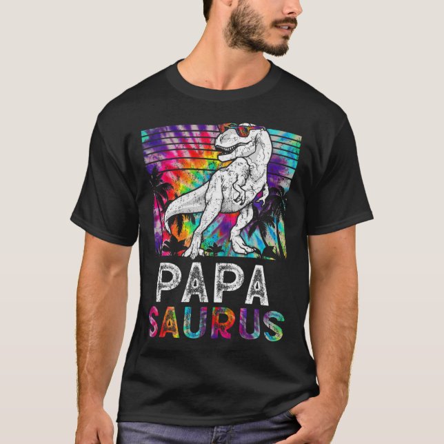 Papasaurus Dinosaur Pappa Saurus-familjen Matching T Shirt (Framsida)
