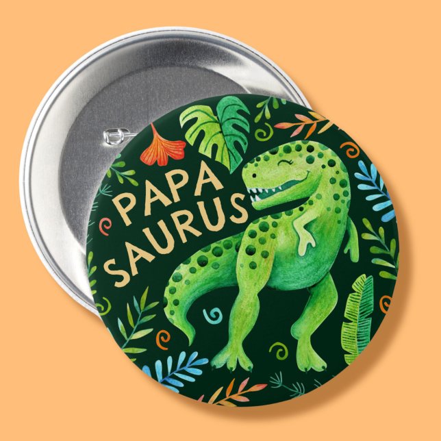 Papasaurus Dinosaur Pappa vid födelsedagspojken Knapp (Papasaurus Dinosaur Dad of the Birthday Boy Button)