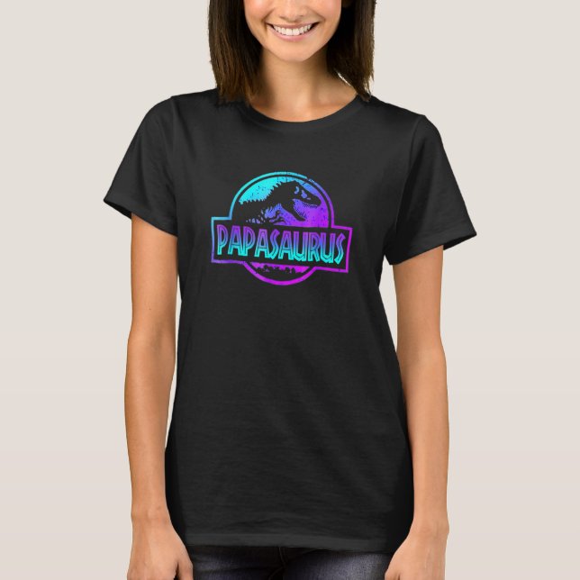 Papasaurus Dinosaur Rex Far-dagen för Pappa T Shirt (Framsida)