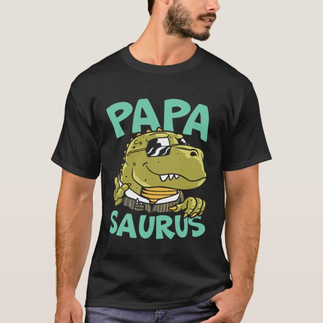 Papasaurus Fars Dag Pappa Bästa Pappa Någonsin Fad T Shirt (Framsida)