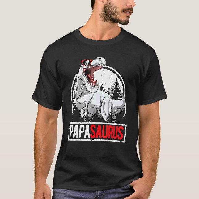 Papasaurus Manar Pappa Saurus Rex Födelsedagsfest  T Shirt (Framsida)