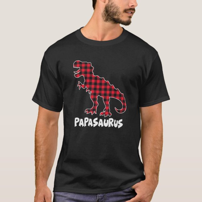 Papasaurus Red Plade Matching Familjejul N P T Shirt (Framsida)