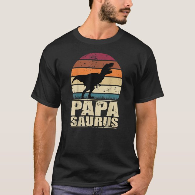 Papasaurus Rex Dino Pappa Family Pappa Dinosaur T Shirt (Framsida)