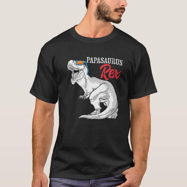 Papasaurus Rex Dinosaur Funny Pappa Saurus-familje T Shirt (Framsida)