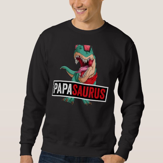 Papasaurus Rex Dinosaur Manar Fars dag Family Mors Lång Ärmad Tröja (Framsida)