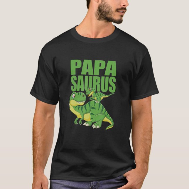 Papasaurus Rex Dinosaur Pappa Saurus Family Matchi T Shirt (Framsida)