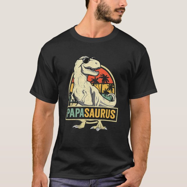 Papasaurus Rex Dinosaur Pappa Saurus Family Matchi T Shirt (Framsida)