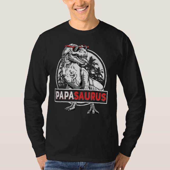 Papasaurus Rex Dinosaur Pappa Saurus Far Fami T Shirt (Framsida)