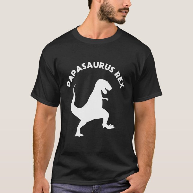 Papasaurus Rex Dinousaur Pappa Gift för Pappa T Shirt (Framsida)
