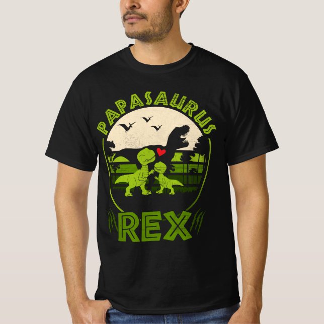 Papasaurus Rex Fars dag födelsedag Lönsam Coola T Shirt (Framsida)